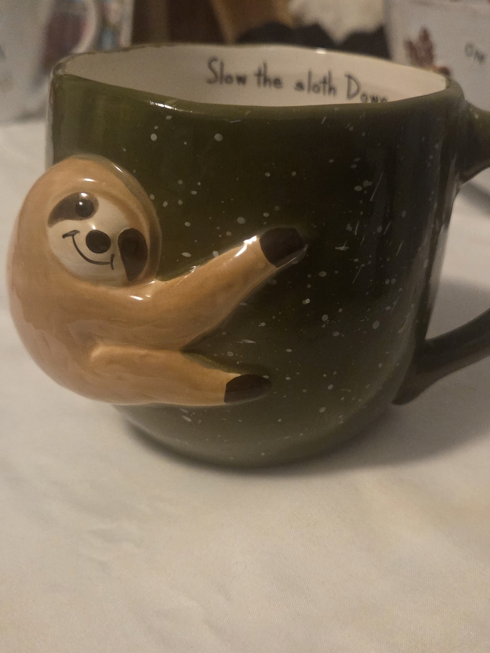 Sloth Accent Olive Green Ceramic Coffee Mug - Cute Animal